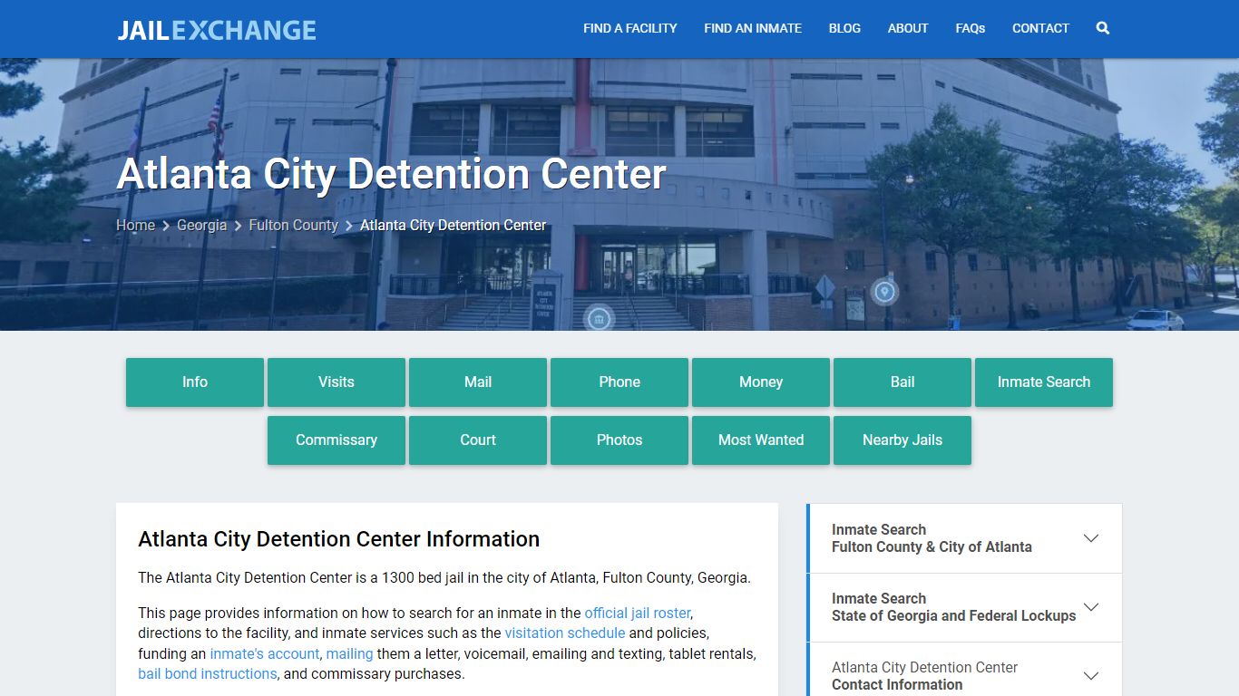 Atlanta City Detention Center, GA Inmate Search, Information